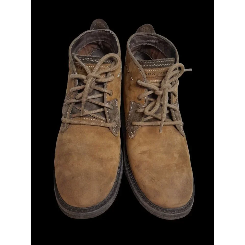 Mens 70s Inspired Chunky Leather Suede Lace Up Rugged Utility Size 9 Ankle Boot